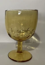 1 Vtg Bartlett Collins Amber Glass Thumbprint Water Wine Beer Goblets MCM