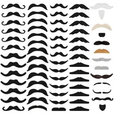 MOWPOG 66 PCS Novelty Fake Mustache Self Adhesive Beard, One Size, Black