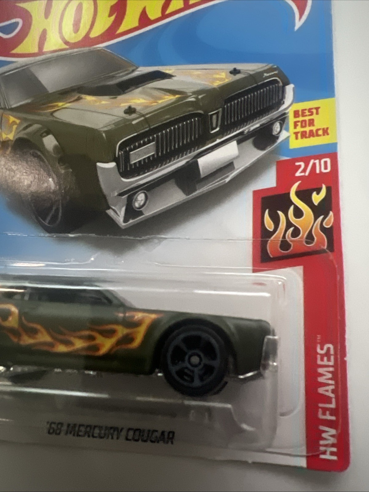 Hot Wheels 2/10 HW Flames ‘68 Mercury Cougar Green Car 1/64 Toy Vehicle 164/250 thumbnail 3