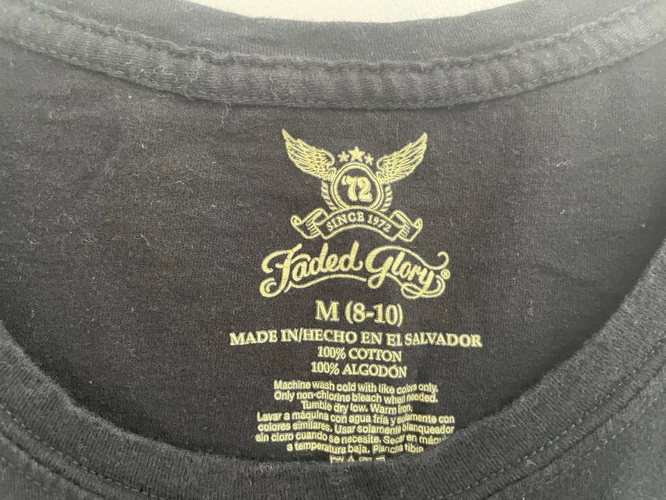 Faded Glory Boys Classic Solid Black 100% Cotton Crewneck Long Sleeve Shirt 8-10 - Image 2 of 3