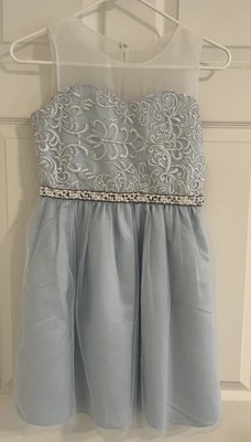 NWT Girls Rare Editions Floral Lace Dress silver threads Size 14 Macy s