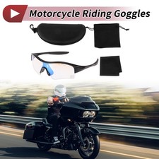 1 Set Motorcycle Riding Goggles Light Blue Lens Black Frame PC TPU