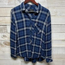 Rails Top Medium Midnight Blue Plaid Button Up Hunter Flannel Lightweight