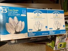 Holiday Time 3 Boxes 25 Super Bright LED C9 Bulb Christmas Lights Cool White New