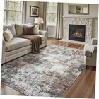 6x9 Area Rugs for Living Room, Abstract Rug with Non-Slip Rubber Backing, 