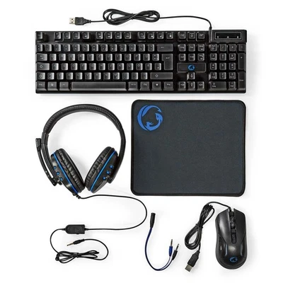 Nedis Gaming Combo Kit 5 in 1 SET Tastatur Headset Maus Mauspad Komplett Setup - Bild 1 von 4