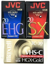 Set of 3 - 2 JVC and 1 Maxell Compact VHS Cassette Tapes - NEW