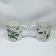Set of 2 Studio Nova GARDEN BLOOM Y-2372 Mugs Cups Flowers Butterflies 3.75" NEW