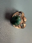 Vintage Navajo Green Turquoise Flower Sterling Silver Ring Sz 8.5 9.7G