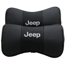 Schwarz Farbe Echtleder Autositz Nackenkissen Auto Kopfstütze Für Jeep 2 Stück!!