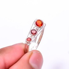 Red Garnet Gemstone 925 Sterling Silver Jewelry Handmade Ring s.8 Sku12