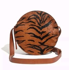 Madewell The Simple Circle Crossbody Bag in Calf Hair Brown Leather 