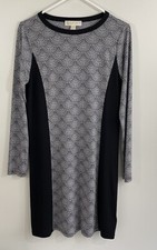 Michael Kors Sheath Dress women sz medium Black jersey colorblock stretch slinky