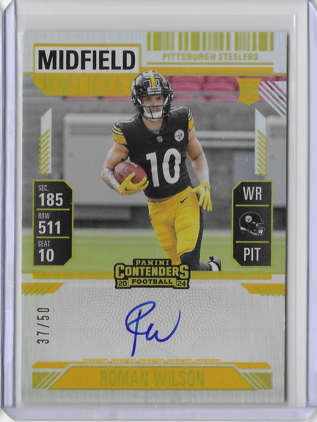 2024 Panini Contenders Roman Wilson Midfield Ticket Variation Auto RC 37/50