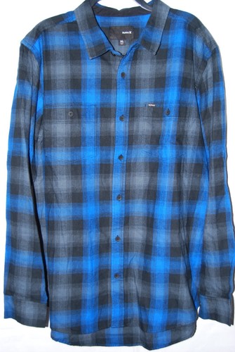 Hurley Mens Plaid Flannel Shirt Long Sleeve Collared Button Pockets Blue Size XL - Picture 5 of 11