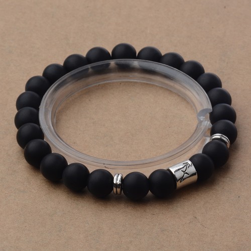 Fashion Handmade 12 Constellation Black Scrub Lava Zodiac Cuff Bangle Bracelets - Picture 44 of 48