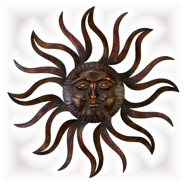 Metal Sun Wall Sculpture Decor Home Ornament Out Door Art Center