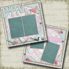 Puppy Love Pink - Dog - 2 Premade Scrapbook Pages - EZ Layout 4314