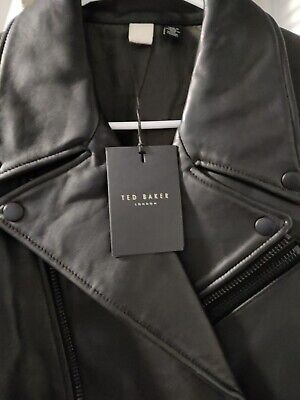 NWT Ted Baker London Mens Ovine Leather Biker Jacket Black NWT Ted Baker London Mens Ovine Leather Biker Jacket Black