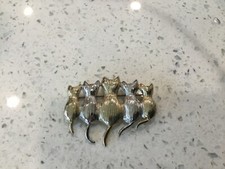 Silver and Gold tone Multiple Cat Pin 2  wide