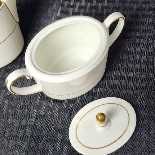 VTG Coalport Connoisseur Creamer and Sugar Bowl Set Bone China White Gold Trim - Picture 5 of 11