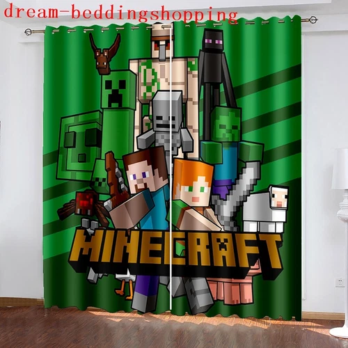 Cortinas de dormitorio ojales Minecraft habitación infantil oscurecimiento cortina protección UV - Imagen 15 de 20