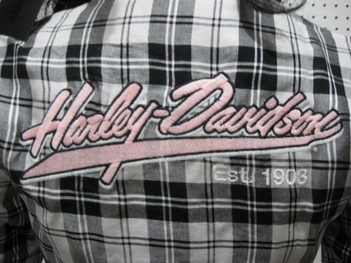 S nwt Harley Davidson Womens Pink Label Plaid Woven Shirt Soft 96284-23VW - Picture 5 of 6