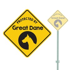 BEWARE OF THE DOG PROTECTED BY GREAT DANE HEAVY DUTY ALUMINUM SIGN 11" x 11"