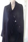 ST JOHN COLLECTION MARIE GRAY BLACK SANTANA KNIT LONG SHORT RUFFLE  SHAWL WRAP — photo 5