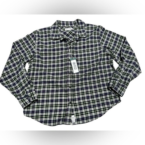 Alpine Design women's mid weight plaid flannel button down long sleeve top Large