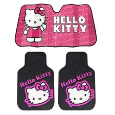 New Sanrio Hello Kitty 2pc All Weather Rubber Front Floor Mats Auto Sun Shade