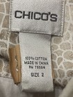 Chicos Size 2 Cotton Beige Bronze Snake Print Shirt Jacket Front Pockets EUC — photo 6