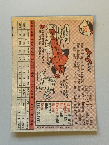1958 Topps #182 Joe Caffie - VG/EX - Picture 2 of 2