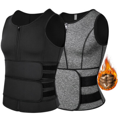 Men s Sauna Suit Sweat Gym Vest Tank Neoprene T-Shirt Body Shaper Waist Trainer