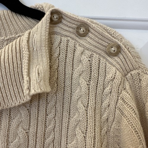 Appleseed’s Woman’s Sz XL Tan Cable Knit Button Collar Sweater NWT! - Picture 2 of 4