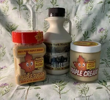 100% Pure Maple Syrup 16 oz , 1 8 oz Dark Maple Sugar, 1 8 oz maple cream NY