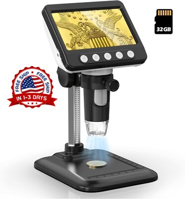 1000X 4.3'' LCD Digital Microscope 1080P Coin Microscopio 8 LED Lights Magnifier