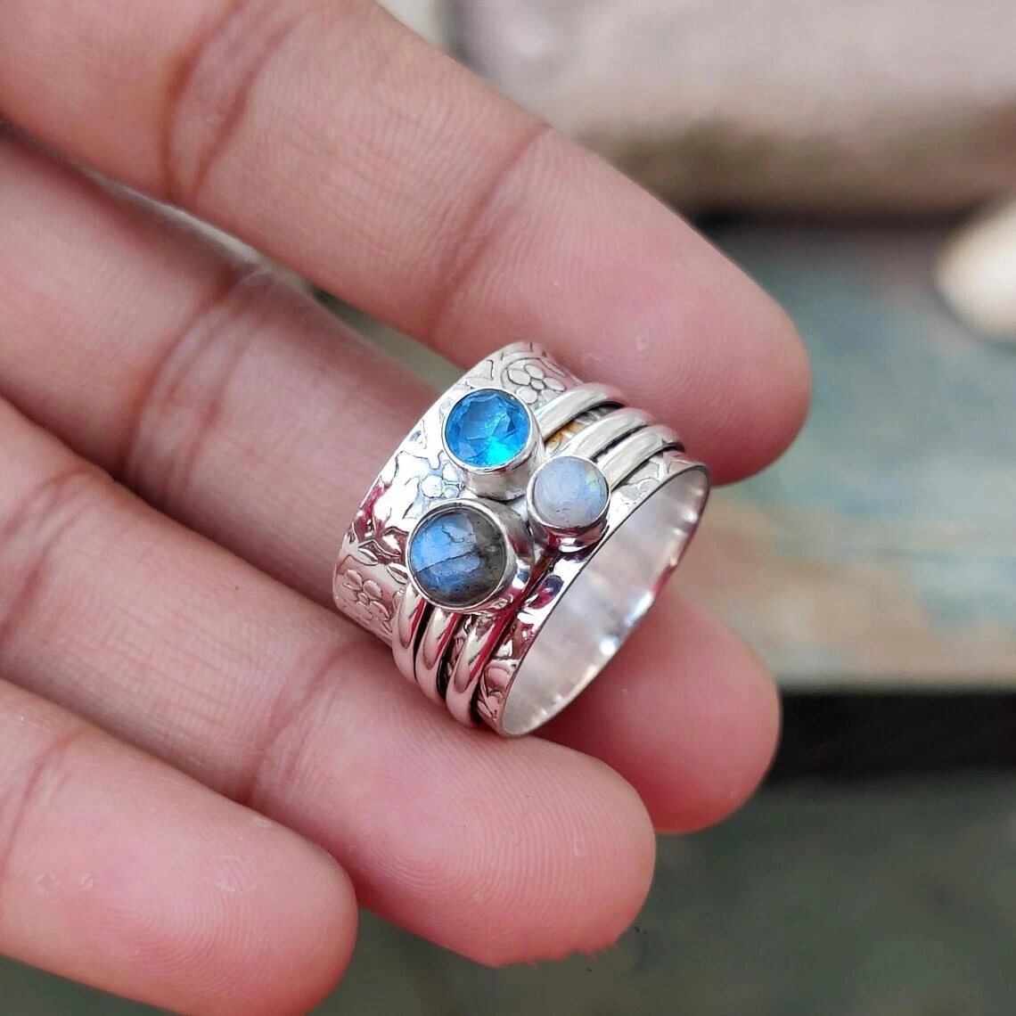 Anello Artigianale In Argento 925 Con Pietra Naturale Ametista – Donna, Fatto A Mano, Gioiello Boho