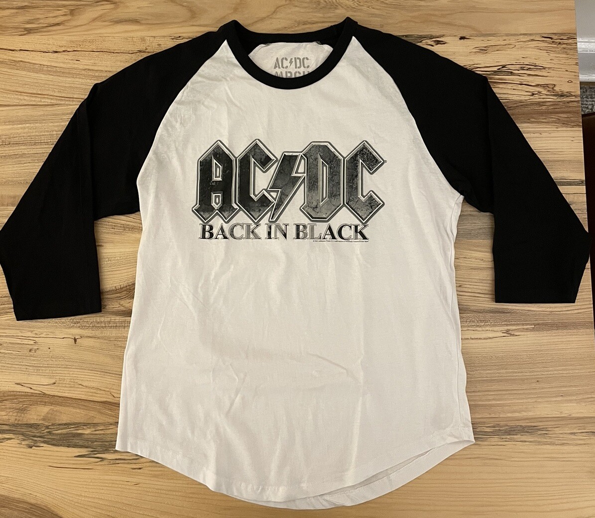 AC/DC Back in Black White Raglan Medium Shirt OFFICIAL MERCH