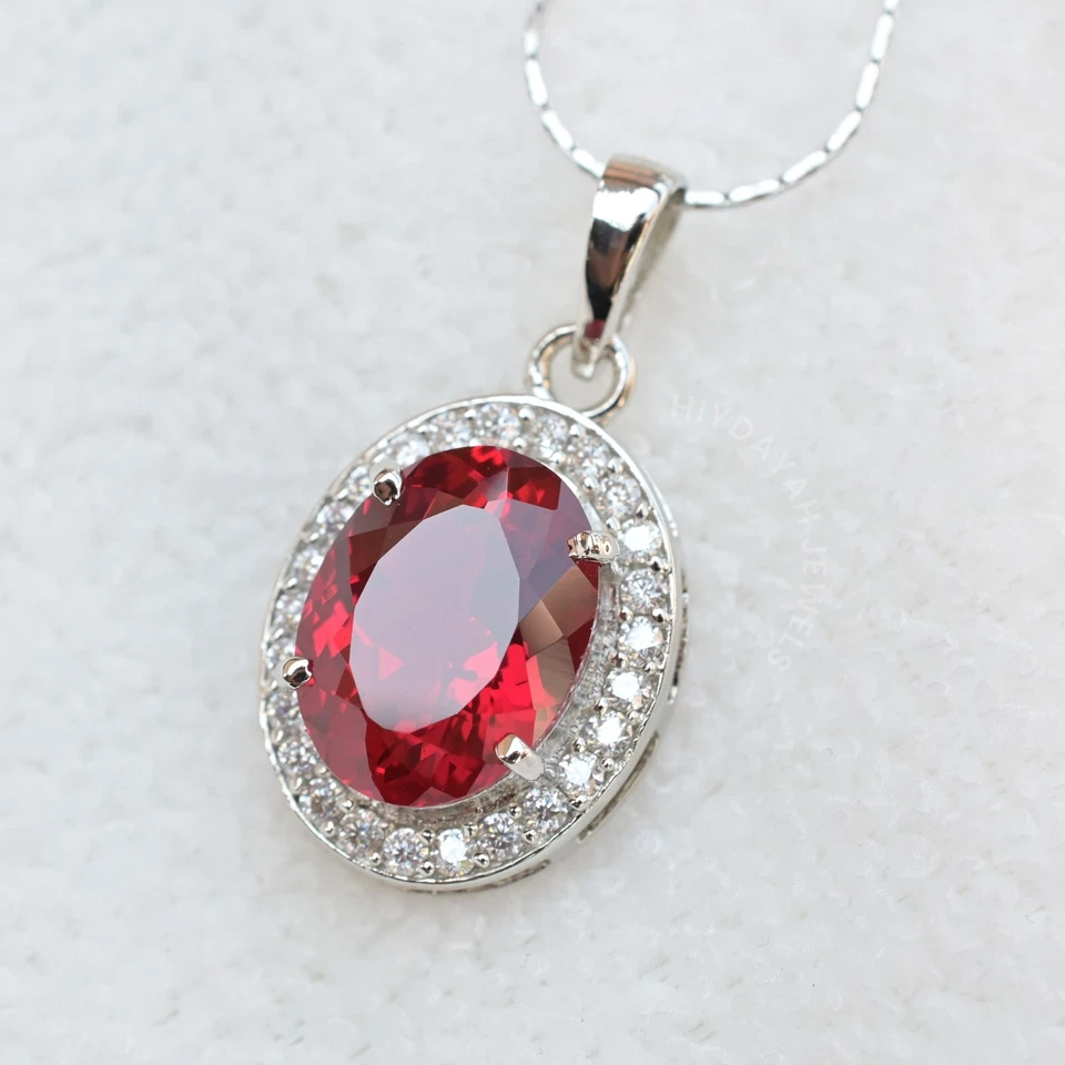 Colgante de rubí rojo natural de 24 quilates - Piedra preciosa suelta certificada en plata maciza 925 Foto 2 de 4