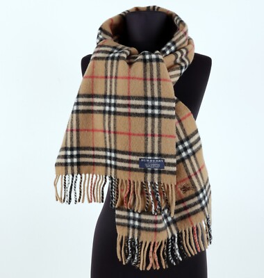 Burberry London Brown 100% Lambwool Nova Check Scarf with