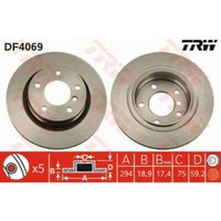 TRW 2X Bremsscheibe Hinten 294 BelüFtet FüR BMW 3Er Touring E46 DF4069