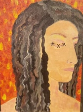 You're Cute...Folk Art Painting Portrait Outsider Punk Original Signed WEBB 9x12