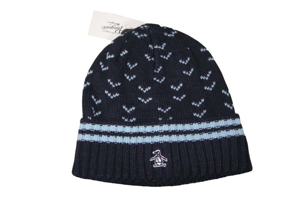 BNWT  ORIGINAL PENGUIN Birdseye Knitted Beanie Hat  Navy Blue