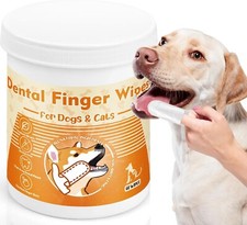 Dental Care Finger Wipes Dogs/Cats Reduces Plaque  Freshens Breath Teeth, 60ct