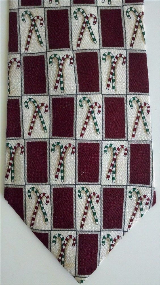 FN Fashion Neckwear Men's Candy Canes Neck Tie Silk Beige Wide 4