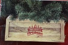 Christmas Tree 24” MANGO WOOD Box Collar “Merry Christmas” Farmhouse Holiday NEW