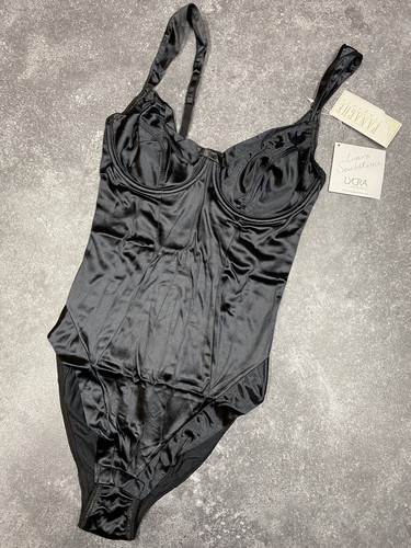 Panache Shimmering Black Satin Teddy Bodysuit - Sizes 34A to 38C - 第 1/9 張圖片