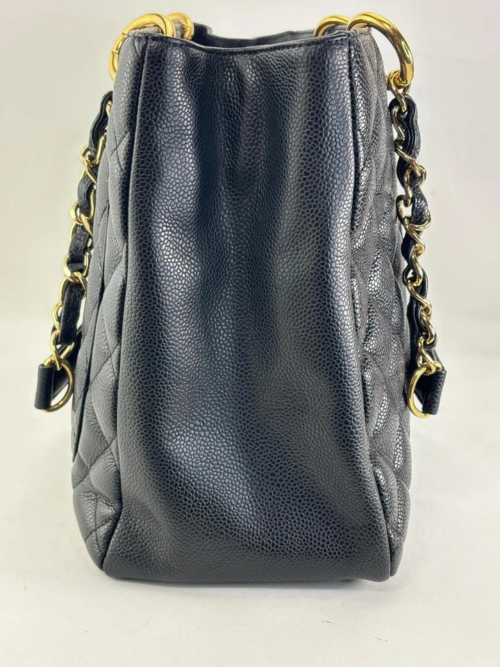 Auténtico Bolso de Hombro Chanel CC Grand Shopping GST Cuero Caviar Negro GHW Foto 4 de 4