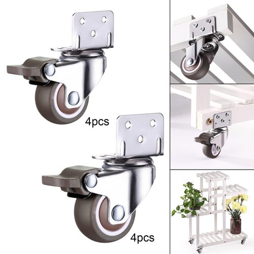 4x Plate Swivel Caster Rubber Wheel Furniture Rotate 360 Degrees